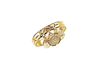 Two Tone Plated Mother Mary Charm Ring